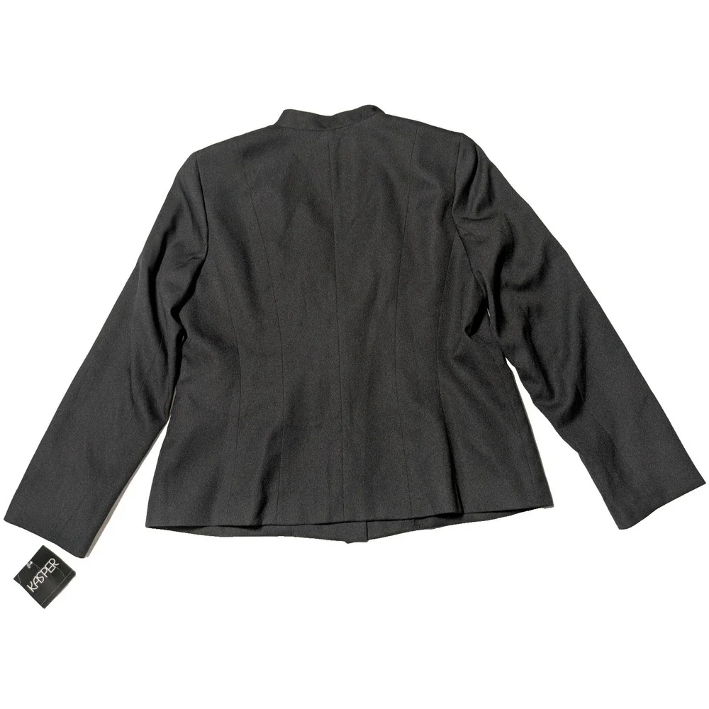KASPER Women Size 14 Black Vanilla Ice One-Button Blazer‎ NEW